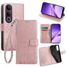 For vivo V50 Lite 5G Tree & Deer Embossed Leather Phone Case(Rose Gold) - 1