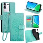 For vivo Y29 4G Global Tree & Deer Embossed Leather Phone Case(Green) - 1
