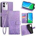 For vivo Y29 4G Global Tree & Deer Embossed Leather Phone Case(Purple) - 1