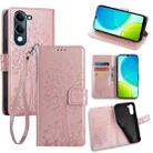 For vivo Y29s 5G / Y04 4G Tree & Deer Embossed Leather Phone Case(Rose Gold) - 1