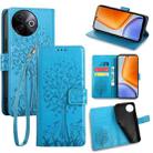 For vivo Y39 5G Global Tree & Deer Embossed Leather Phone Case(Blue) - 1