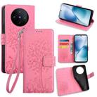 For vivo X200s Tree & Deer Embossed Leather Phone Case(Pink) - 1