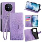 For vivo X200s Tree & Deer Embossed Leather Phone Case(Purple) - 1