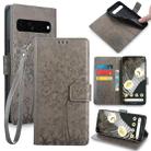 For Google Pixel 7 Pro Tree & Deer Embossed Leather Phone Case(Grey) - 1