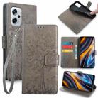 For Xiaomi  Redmi Note 11T Pro 5G Tree & Deer Embossed Leather Phone Case(Grey) - 1