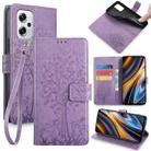 For Xiaomi  Redmi Note 11T Pro 5G Tree & Deer Embossed Leather Phone Case(Purple) - 1