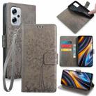 For Xiaomi  Redmi Note 11T Pro+ 5G Tree & Deer Embossed Leather Phone Case(Grey) - 1