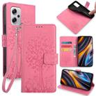 For Xiaomi  Redmi Note 11T Pro+ 5G Tree & Deer Embossed Leather Phone Case(Pink) - 1