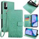 For Xiaomi  Redmi Note 10 Japan Tree & Deer Embossed Leather Phone Case(Green) - 1