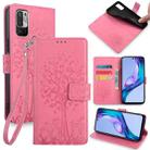 For Xiaomi  Redmi Note 10 Japan Tree & Deer Embossed Leather Phone Case(Pink) - 1