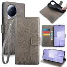 For Xiaomi Civi 3 5G Tree & Deer Embossed Leather Phone Case(Grey) - 1