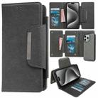 For iPhone 15 Pro Max Multifunctional 7-Card Wallet Leather Phone Case(Grey) - 1