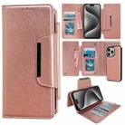 For iPhone 15 Pro Max Multifunctional Seven Cards Wallet Leather Phone Case(Rose Gold) - 1