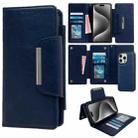 For iPhone 15 Pro Max Multifunctional Seven Cards Wallet Leather Phone Case(Royal Blue) - 1