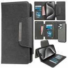 For iPhone 15 Pro Multifunctional Seven Cards Wallet Leather Phone Case(Grey) - 1