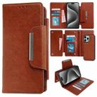 For iPhone 15 Pro Multifunctional Seven Cards Wallet Leather Phone Case(Brown) - 1