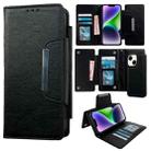 For iPhone 14 Multifunctional 7-Card Wallet Leather Phone Case(Black) - 1