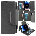 For iPhone 14 Pro Max Multifunctional 7-Card Wallet Leather Phone Case(Grey) - 1