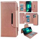 For iPhone 13 Pro Max Multifunctional Seven Cards Wallet Leather Phone Case(Rose Gold) - 1