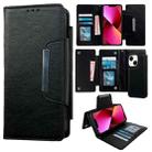 For iPhone 13 Multifunctional 7-Card Wallet Leather Phone Case(Black) - 1