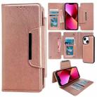 For iPhone 13 Multifunctional 7-Card Wallet Leather Phone Case(Rose Gold) - 1