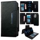 For iPhone 12 Pro Max Multifunctional 7-Card Wallet Leather Phone Case(Black) - 1