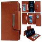 For iPhone 12 Pro Max Multifunctional Seven Cards Wallet Leather Phone Case(Brown) - 1