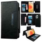 For iPhone 12 / 12 Pro Multifunctional Seven Cards Wallet Leather Phone Case(Black) - 1