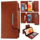 For iPhone 12 / 12 Pro Multifunctional 7-Card Wallet Leather Phone Case(Brown) - 1