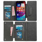 For iPhone 16 Plus Multifunctional Seven Cards Wallet Leather Phone Case(Grey) - 3