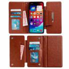 For iPhone 16 Plus Multifunctional Seven Cards Wallet Leather Phone Case(Brown) - 3