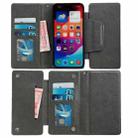 For iPhone 16 Multifunctional Seven Cards Wallet Leather Phone Case(Grey) - 3