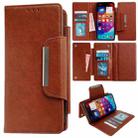 For iPhone 16e Multifunctional 7-Cards Wallet Leather Phone Case(Brown) - 1