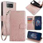 For Asus Zenfone 8 Flip Tree & Deer Embossed Leather Phone Case(Rose Gold) - 1