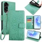 For Honor X50i 5G Tree & Deer Embossed Leather Phone Case(Green) - 1