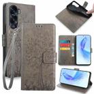 For Honor X50i 5G Tree & Deer Embossed Leather Phone Case(Grey) - 1