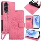 For Honor X50i 5G Tree & Deer Embossed Leather Phone Case(Pink) - 1