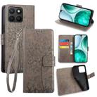 For Honor X8c 4G Tree & Deer Embossed Leather Phone Case(Grey) - 1