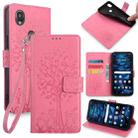 For Kyocera Digno SX3-KYG02 Tree & Deer Embossed Leather Phone Case(Pink) - 1