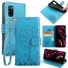 For Rakuten Big S Tree & Deer Embossed Leather Phone Case(Blue) - 1