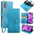 For Nokia G42 5G Tree & Deer Embossed Leather Phone Case(Blue) - 1