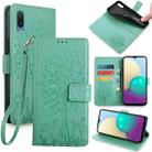 For Samsung Galaxy A02 Tree & Deer Embossed Leather Phone Case(Green) - 1