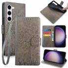For Samsung Galaxy S23 5G Tree & Deer Embossed Leather Phone Case(Grey) - 1
