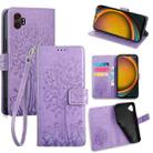For Samsung Galaxy XCover 7 Pro 5G Tree & Deer Embossed Leather Phone Case(Purple) - 1