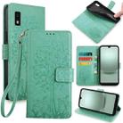 For Sharp Aqous Wish 3 Tree & Deer Embossed Leather Phone Case(Green) - 1