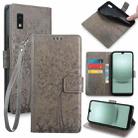 For Sharp Aqous Wish 3 Tree & Deer Embossed Leather Phone Case(Grey) - 1