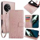 For OnePlus 11 Tree & Deer Embossed Leather Phone Case(Rose Gold) - 1