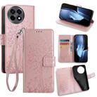 For OnePlus Ace 5 / 5 Pro Tree & Deer Embossed Leather Phone Case(Rose Gold) - 1