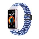 For Huawei Band 9 / 8 Magnetic Buckle Nylon Braid Watch Band(Wave Pattern Blue White) - 1