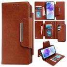 For Samsung Galaxy A55 5G Multifunctional 7-Card Wallet Leather Phone Case(Brown) - 1